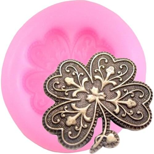 Four Leaf Clover Relief Silicone Molds Cupcake Topper Fondant Cake Decorating Tools DIY Cake Baking Candy Clay Chocolate Moulds