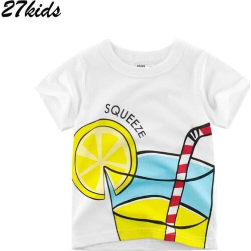 27 kids New Fruit Juice Girls Tops T-Shirts for Children Short Sleeve Clothing Summer Kids Garment Baby Boys Clothes