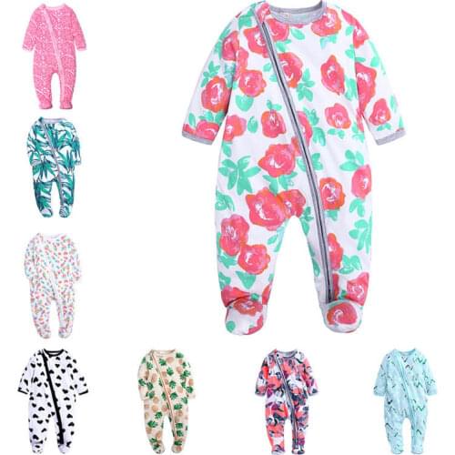 Infant Cartoon Flower Baby Clothes Girl&Boys Long Sleeve Baby Rompers Babygrow Sleepsuits Baby Romper 0-18 M