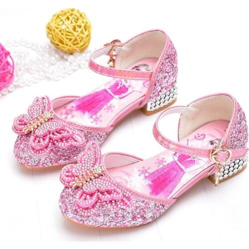 Disney Frozen Girls' Princess Shoes Childrens Party Dress Wedding Shoes Soft Flat Heel Sandal Dress Princess Elsa Shoes