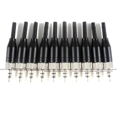 DIY 10pcs/lot Black 3.5 mm 1/8" Stereo Screw Audio Lock Connector for Sennheiser Sony Microphone Spare Plug Adapter