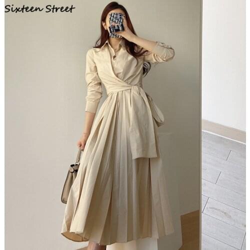 Elegant Cross Spaghetti Dresses Woman Khaki Chic Long-sleeved Maxi Dress Vestido Ladies Korean Autumn Business Runway Dress