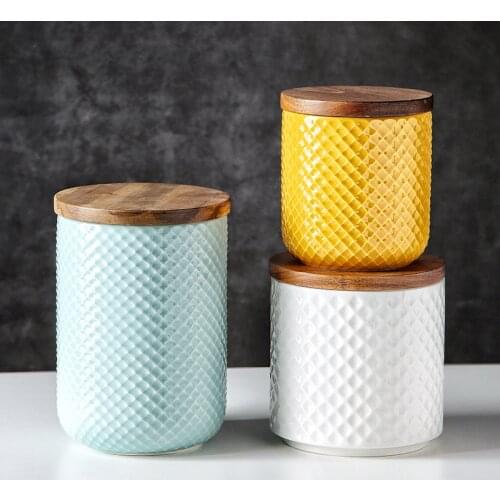 Nordic Ceramic Storage Jars Household Kitchen Miscellaneous Grains Beans Storage With Lid Tableware Sealed Ceramic Storage Jars