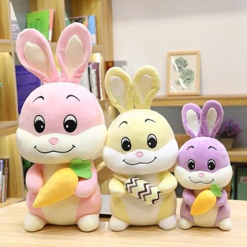 Creative Rabbit Hold Carrot Plush Toy Soft Stuffed Cartoon Animal Bunny Doll Cunning Rabbit Toys Accompany Toys Birthday Gift