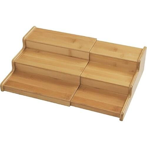 Classics 3-Tier Expandable Bamboo Spice Rack Display Shelf Kitchen Cabinet Organizer Space Saver Countertop