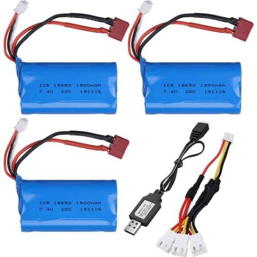 7.4V 1500mAh lipo Battery with charger set for Wltoys 12428 12401 12402 12403 12404 12423 FY-03 FY01 FY02 Rc toys battery parts
