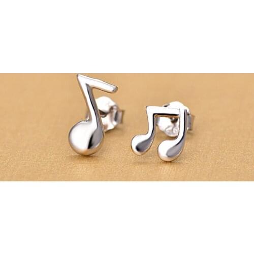 Fashion Music Note Silver Color Beautiful Tiny Stud Earrings Brincos