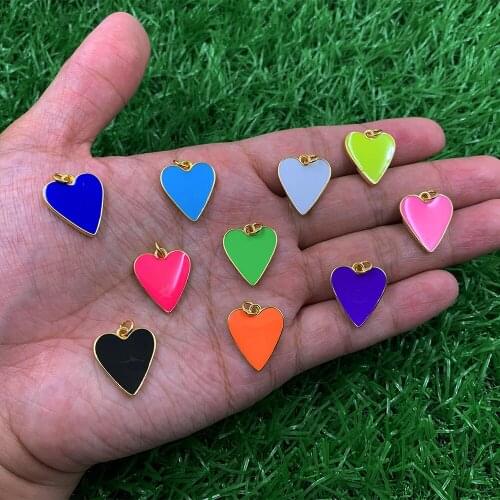 New Fashion 10pc Gold Plated Colorful Heart Shape DIY Jewelry Bracelet/Necklace/ Earring Making Accessories