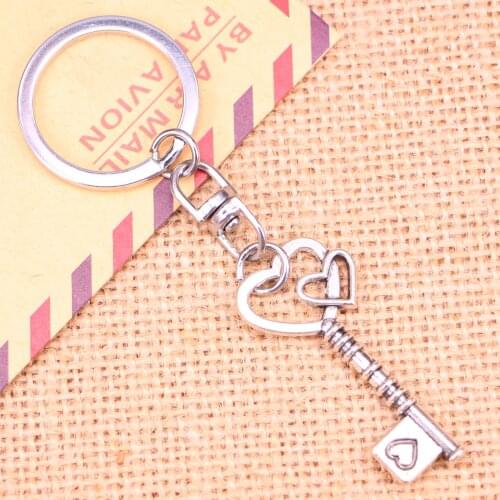 New Fashion Keychain 42 mm vintage skeleton key Pendants DIY Men Jewelry Car Key Chain Ring Holder Souvenir For Gift