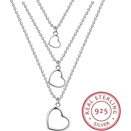Necklace Luxury Fashion Party 925 Silver Three Hearts Necklace Women Jewelry Party Christmas Gift Free Shipping Hot Sale