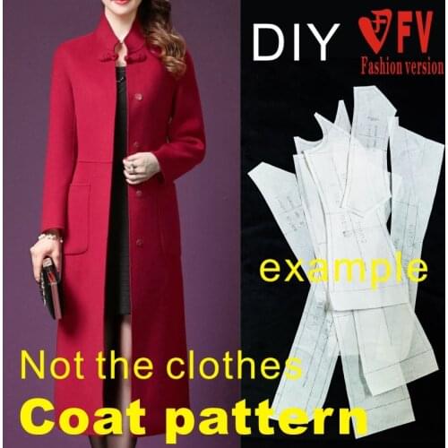 Long Ladies Chinese Stand Collar Double-sided Woolen Fleece Coat Pattern Sewing Design Drawing BFY-205