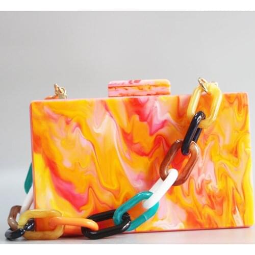 Marble Hot Orange Acrylic Women Shoulder Bag Female Purse and Handbags Girl Mini Crossbody Bag Vintage Small Mini Flap Bolsos