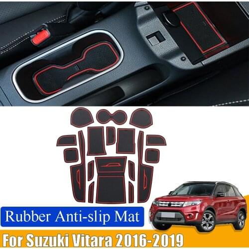 For Suzuki Vitara 2016 2017 2018 2019 car inner Groove Gate Slot Armrest Storage Rubber non-slip mats mat door pad/cup part
