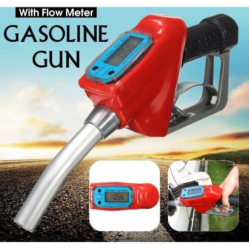 Doersupp Digital Flow Meter Indicator Fuel Gasoline Petrol Oil Refueling-Gun Nozzle Aluminum Gas Station Refuel Injection Tools