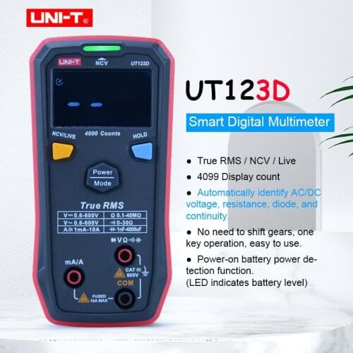 UNI-T Mini UT123D Portable Digital Multimeter Household Pocket Size Multi-Tester AC DC NCV Voltage Resistor Switch Measurement