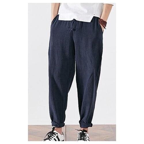 UNISEX blue/black/coffee high quality linen men tang suit martial arts pants lay meditation kung fu trousers tai chi bloomers