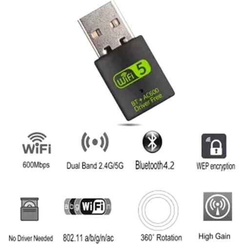USB WiFi Adapter 600Mbps 2.4GHz 5GHz Wi-Fi Dongle Wifi Receiver With Built-In Antenna Antena Tv Digital антена для цифрового тв