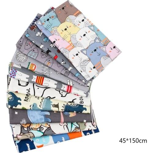 Xugar Cotton Fabric 100% For Sewing Dinosaur Cartoon Printed Cloth Fabric DIY Pures Bags Crafts By The Yard Supplies 45*145cm/pc