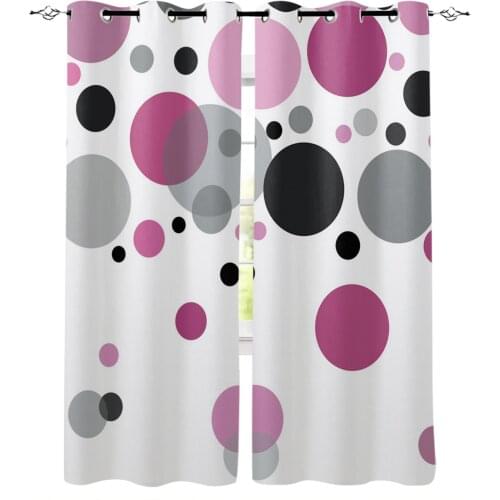 Wave Point Circle Window Curtains For Living Room Bedroom Home Decoration Panels For Kitchen Kids Curtains