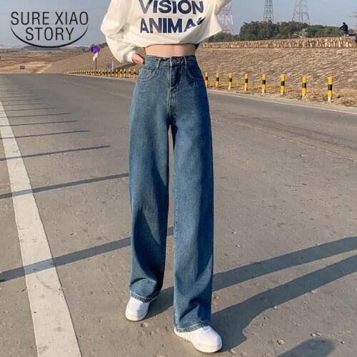 Fashion New 2021 Wide Leg Jeans for Women Bottom Denim Pants High Waist Full Length Clothing Trousers Vintage Streetwear 13485