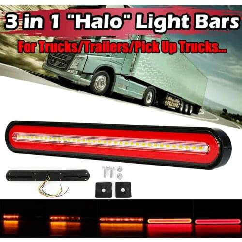 1PCS Car Truck Turn Signal Stop Tail Strip DRL LED Light Bar Brake Flowing 3 In 1 "Halo" Light Bars