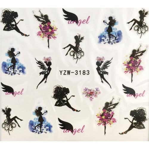 YZWLE 1 PC Flower Fairy/Flower Elf Water Transfer Nail Art Sticker Beauty Red Maple Leaf Decal Nails Art Decorations