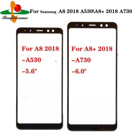 10Pcs\lot For Samsung Galaxy A8 2018 A530 A530F A530X A8 Plus A8+ 2018 A730 A730F Front Outer Glass Lens Touch Screen Lens