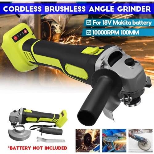 10000RPM 800W 100mm Brushless Electric Angle Grinder Machine DIY Woodworking Power Tool For 18V Makita Battery (Tool Only)