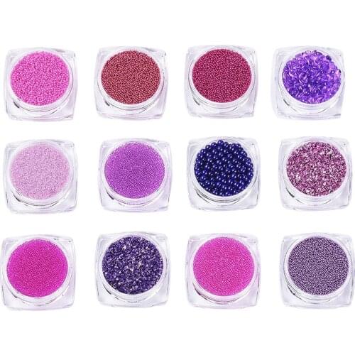 158g/ Set Mini Glass Beads Tiny Caviar Nail Round & Chip Piezo Glass Seed Colorful for DIY Nail Art Decoration