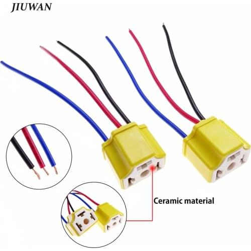 2 Pcs H4 Female Ceramic Socket Connector Adapter Bulb Base Wire Harness Resistant High Heat Car Headlight Wiring Accessories