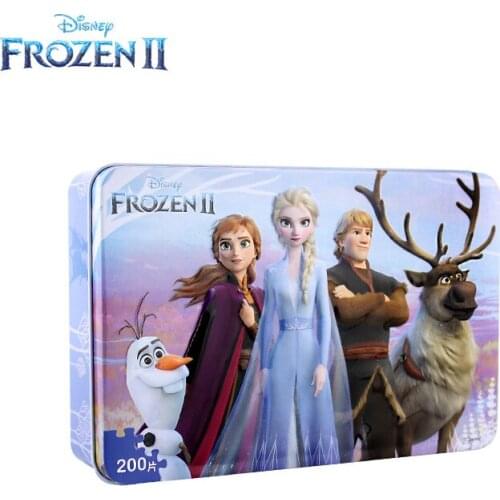 200 Pcs Original Disney Frozen Elsa Anna Puzzle In Tin Case Educational Toys For Girls Birthday Christmas Gifts For Children