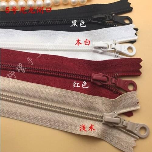 YKK5 5th Nylon Closed Zipper 15-50cm Black and White Red Light Rice Clothing JacketPocket Leather Bag Accessories