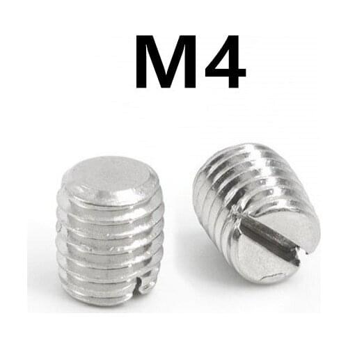 500pcs/lot M4x4/5/6/8/10/12/16/20mm GB73 DIN551 304 Stainless steel slotted set screw with flat point