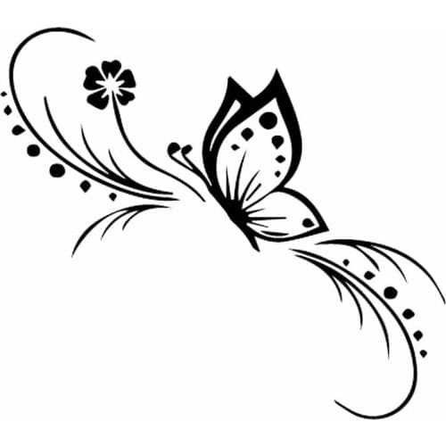 Car Stickers Decor Motorcycle Decals Butterfly Flower Vinyl Decorative Accessories Waterproof PVC,13.6cmx12cm