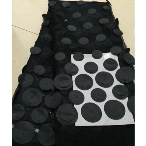 Black Nigerian African Lace Fabric 2021 High Quality 3D Flowers French Tulle Lace Fabric 5 Yards for Wedding Party Dress CD21202