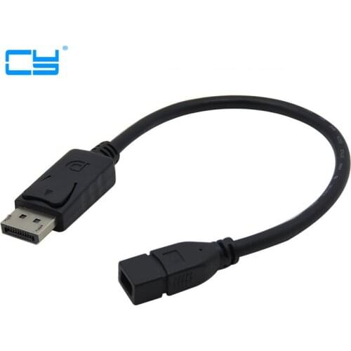 Black DisplayPort Male to Mini DP DisplayPort Female Cable Adapter- 8 Inches For Microsoft Surface Pro 4/Pro 2/Pro 3
