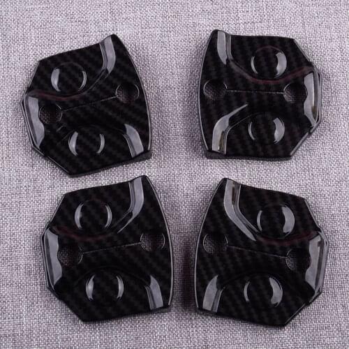 CITALL 1 Set Car Door Lock Buckle Decor Cover Trim Fit For Ford F-150 2015 2016 2017 2018 2019 Carbon Fiber Style