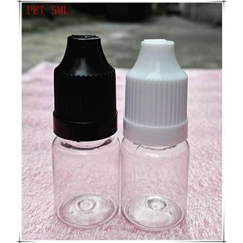 Long thin cap dropper bottle PET 5ml clear childproof cap for essential oil 3500pcs/lot