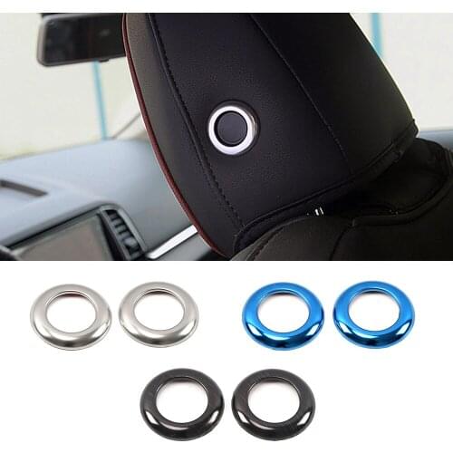 For Skoda Karoq 2017-2021 Car Inner Headrest Head Pillow Adjust Switch Button Ring Cover Trim Stainless Steel Decorative Sticker