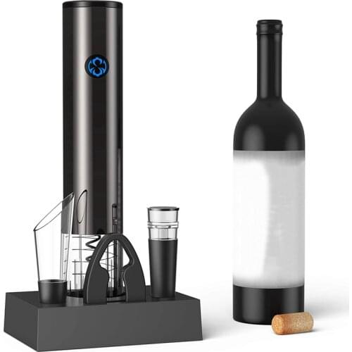 Electric Wine Opener 6 in 1 Set, Automatic Electronic Wine Bottle Rechargeable Opener,Wine Opener with Charging Base
