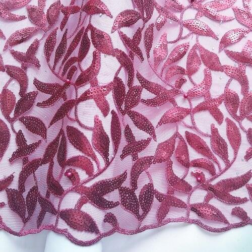 French Lace Fabric 2021 High Quality Lace Tulle Nigerian Fabric Wine African Lace Fabric 2021 Orange Sequence Swiss Voile Lace