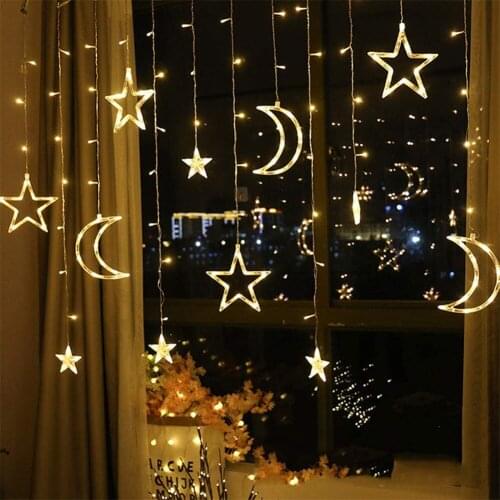 Sale LED Star Moon Curtain Lights Christmas Garlands String Fairy Lights 220V Outdoor For Wedding Holiday Party New Year Decor