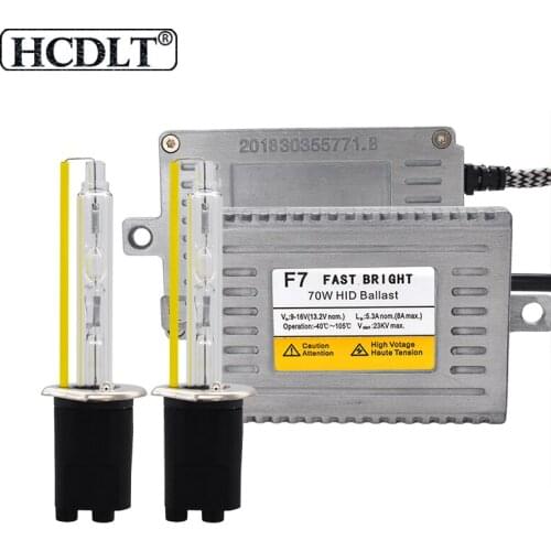 HCDLT 1 Set 70W H1 H3 H7 H11 D2H Xenon Headlight Kit DLT Ballast F7 Slim Digital Ignition Block 12V 5500K High Bright Car Bulb