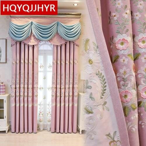 HQYQJJHYR Modern High-Quality Three-Dimensional Embroidered Blackout Living Room Curtains Voile Curtain For Bedroom Apartments