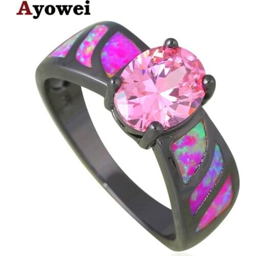 Promotion Brand Pink Zirconia Rings for Women Purple Fire Opal Silver Stamped Fashion Jewelry Rings USA Size #6#7#8#9#10 OR820A