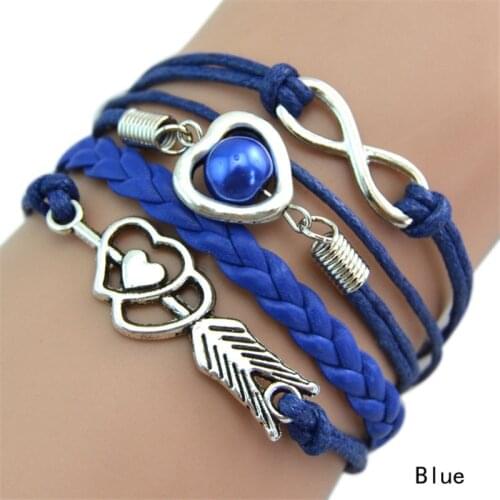 Women/Girls Multilayer Braided Bracelet With Heart & Number 8 Shape Decorations 9 Colors New Fashion Jewelry