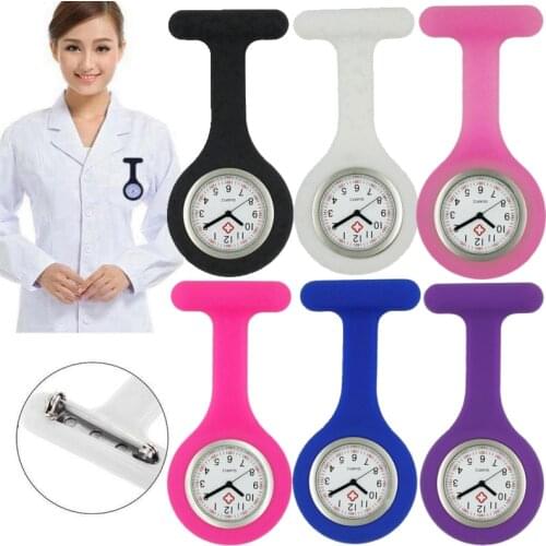 Fashion classic women ladies doctor nurse silicone rubber watches FOB pocket watches hospital Medical Brooch clock gift watches