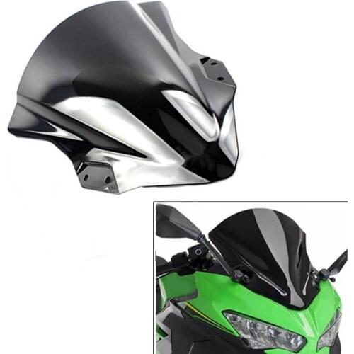 Motorcycle Deflector Screen With Bracket Windshield Double Bubble Windscreen For Kawasaki Ninja400 Ninja 400 2013 - 2018