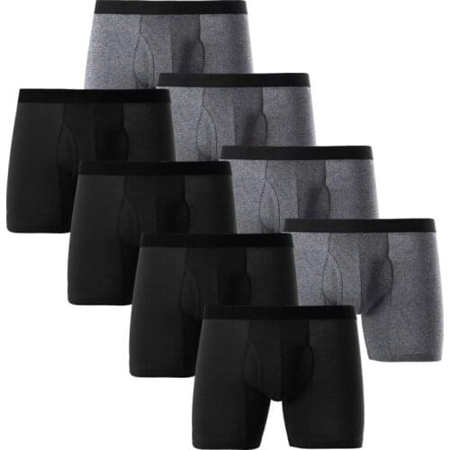 Underpants Man Boxershorts Winter Men Long Boxers Cotton Man Short Solid Flexible Shorts Boxer with 3D Fly US Pluse Size