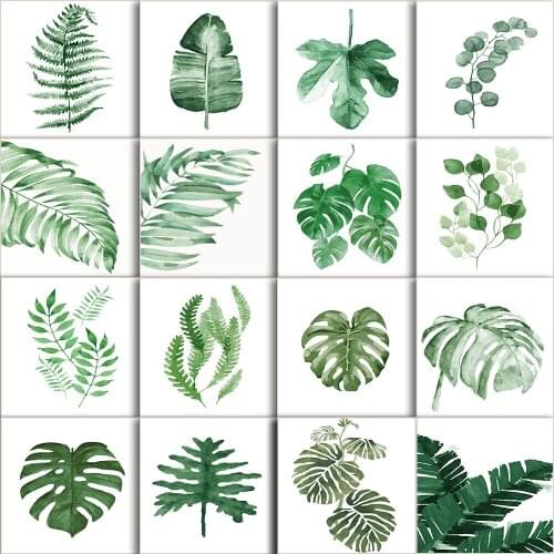 DIY Painting By Number Simplicity Plant Leaf Landscape Paint Canvas Picture Oil Painting Coloring By Numbers Hand Painted Modern